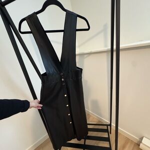 Black faux leather Button-Down Dress